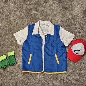 Large(Teen)  Ash Ketchum Pokemon Shirt & Hat & Gloves